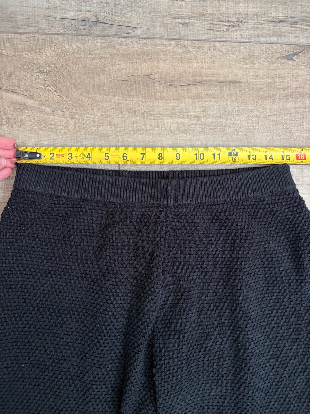 Free People Beach Hailee Black Waffle Knit Wide Leg Cropped Lounge Pants M - Picture 7 of 9